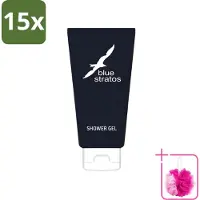 Blue Stratos 15 x - Douchegel - Verfrissende Geur - 200 ml - Bulkverpakking - Douchegel - Douchemop - Frisse start