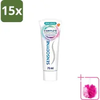 Sensodyne 15 x – Tandpasta – Complete Protection + Fresh Breath – 75 ml - Bulkverpakking - Gevoelige tanden - Douchemop - Tandpasta