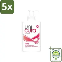 Unicura 5 x - Vloeibare Zeep Mild - Verzachtend - 250 ml - Grootverpakking - Vaatwasstrips - Handzeep - Antibacterieel - Milde Handzeep - Handen Reinigen - Hygiëne