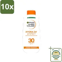 Garnier 10 x - Ambre Solaire - Hydraterende Zonnebrand Melk - SPF 30 - 200 ml - Wasstrips - Zonnescherm - Zonnebrandmelk - Hydraterende Zonnebrandmelk - SPF 30 - Zonbescherming