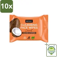 Sence 10 x - Coconut - Gezichtsreinigingsdoekjes - Verzorgend - 20 Doekjes - Grootverpakking - Vaatwasstrips - Gezichtsreinigingsdoekjes - Kokos - Huidverzorging - Make-up Verwijderen - Hydrateren