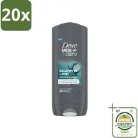 Dove 20 x - Douchegel - Men+ Care Eucalyptus + Mint - Verfrissend en kalmerend - 400 ml - Wasstrips - Douchegel Mannen - Eucalyptus Mint - Hydratatie Huid - 3 In 1 Douchegel - Huidverzorging Mannen