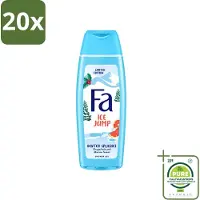 Fa 20 x - Douchegel - Winter Splashes Ice Jump - Frisse Geur & Verfrissing - Verzorgend - 250 ml - Grootverpakking - Vaatwasstrips - Douchegel - Zeebries - Grapefruit - Winter - Verfrissend