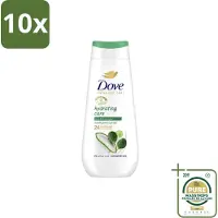 Dove 10 x – Douchecrème – Hydrating Care – 225 ml - Wasstrips - Douchecrème - Hydratatie - Droge Huid - Aloë Vera - Berkenwater