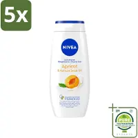 Nivea 5 x - Douchegel - Soft Apricot - Huidbeschermend - 250 ml - Grootverpakking - Vaatwasstrips - Douchegel - Huidbeschermend - Abrikozenpitolie - Druivenpitolie - Vitamine C