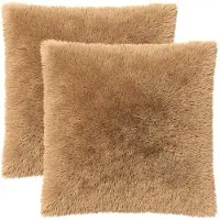 vidaXL Kussen 2 st HEERLEN Taupe 80 x 80 cm PV Fleece