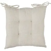 Atmosphera Stoelkussen Clem 38x38cm - Met 2 lintjes - 100% polyester - Beige Linnen