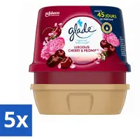 Glade 5 x - Badkamer Gel - Luscious Kers & Pioenroos - 180 g - Voordeelverpakking - 5 stuks