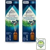 Glade 2 x - Geurstokjes Verfrissende Energie - Aromatherapie Geurverspreiding - 80 ml - Grootverpakking - Vaatwasstrips - Geurstokjes - Energie - Fris - Geur - Aromatherapie