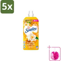 Soupline 5 x – Wasverzachter – Betoverend Mandarijn & Vanille – 1,28 L - Bulkverpakking - Wasverzachter - Douchemop - Wasverzachter mandarijn en vanille