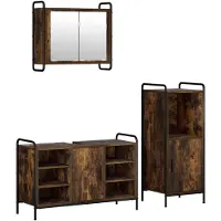 vidaXL Badkamerkast set 3 st Gerookt eiken 40 x 36 x 99,5 cm