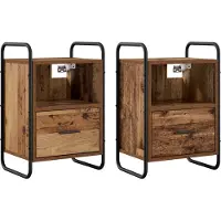 vidaXL Hangend Nachtkastje 2 st Oud hout 40 x 30 x 60 cm Bewerkt hout