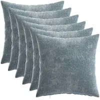 vidaXL Kussensloop 6 st HEERLEN Lichtblauw 30 x 30 cm Chenille Stof