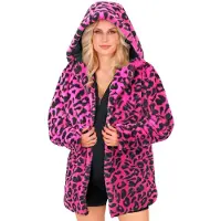 Widmann Bontjas met muts pluche luipaard neon roze Roos