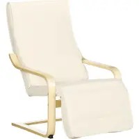 HOMCOM -Relaxsessel-Polyester, Birkenholz-66,5L x 94B x 100H cm-Cremeweiß