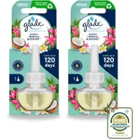 Glade 2 x - Navulling Elektrische Olie - Exotic Tropical Blossoms - Zonder Houder - Wasstrips - Luchtverfrisser - Geur - Tropische Geur - Monoi Olie - Kokosmelk