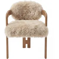 Ptmd Avelon Beige Dining Chair Real Sheepskin Ash Wood