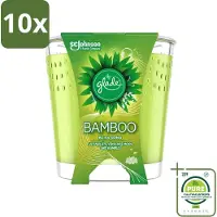 Glade 10 x - Geurkaars - Bamboo Bliss Song - Frisse Geur & Relaxatie - 129 g - Grootverpakking - Vaatwasstrips - Geurkaars - Bamboe Geur - Rustgevende Geur - Geur In Huis - Ontspanning