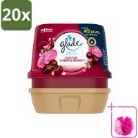 Glade 20 x - Badkamer Gel - Luscious Kers & Pioenroos - 180 g - Bulkverpakking - Geur gel badkamer - Douchemop - Bloemige geur
