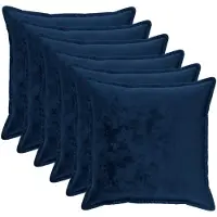 vidaXL Kussensloop 6 st HOUTEN Marineblauw 65 x 65 cm Flanel