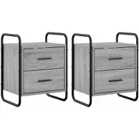 vidaXL Hangend Nachtkastje 2 st Grijs Sonoma 40 x 30 x 50 cm