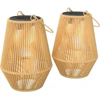 Outsunny Rattan lamp-PE-rattan, metaal-Ø16 x 21H cm-Bruin