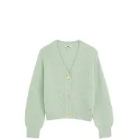 We fashion gebreid vest - mintgroen Meisjes Acryl V-hals Effen - maat 98/104