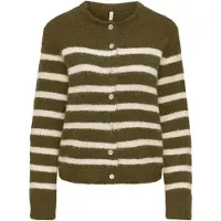ONLY Gebreid vest 'ONLMAGGIE' olijfgroen / wit