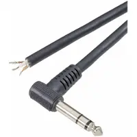 BKL 6,35mm Jack (m) haaks stereo audio kabel met open eind / zwart - 1,8 meter