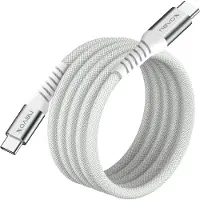 Nevox USB-C naar USB-C kabel, 240W, 2 meter, magnetisch, opgerolbaar, wit