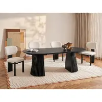 Vente-unique Uitschuifbare eettafel voor 4 tot 8 personen in eiken fineer - Zwart - CARMIZA