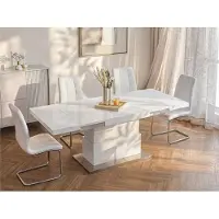 Vente-unique Salontafel LAURIA - 2 in 1 - Verhoogbaar en uittrekbaar - Gelakt mdf - Wit