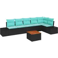vidaXL Tuinset, 7-delig, zwart en turquoise