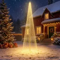 vidaXL Kerstboomverlichting met grondspies en vlaggenmast 500 cm