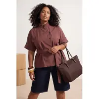 Trendyol Dames Bruin Effen Kort Regular fit Grote maten Blazers