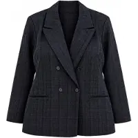 Trendyol Dames Grijs Geruit Lang, Getailleerd Grote maten Blazers