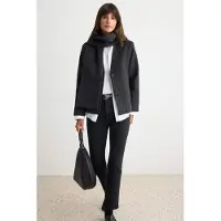 Trendyol TRENDYOLMİLLA Dames Grijs Gestreept Lang Regular fit Blazers