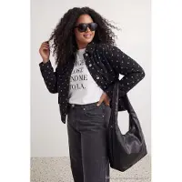 Trendyol Dames Grijs Gestippeld Lang, Oversized Grote maten Blazers
