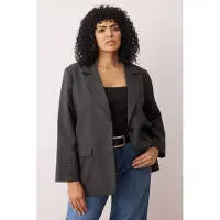 Trendyol Dames Grijs Effen Lang Oversized Grote maten Blazers