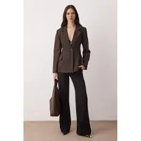Trendyol TRENDYOLMİLLA Dames Bruin Effen Lang Getailleerd Blazers