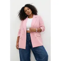 Trendyol Dames Donkerblauw Effen Lang Regular fit Grote maten Blazers