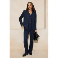 Trendyol TRENDYOLMİLLA Dames Donkerblauw Gestreept Lang Regular fit Blazers