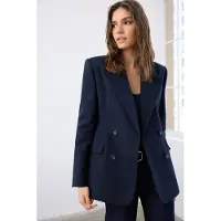 Trendyol TRENDYOLMİLLA Dames Donkerblauw Visgraat Lang Getailleerd Blazers