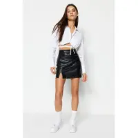Trendyol TRENDYOLMİLLA Dames Zwart Effen Kort / Mini Taille Elastisch Kokerrok- rok Rokken