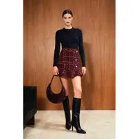 Trendyol TRENDYOLMİLLA Dames Bordeaux Effen Kort / Mini Ruchezoom A-lijn Rokken