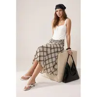 Trendyol TRENDYOLMİLLA Dames Ecru Paisley Midi A-lijn Rokken