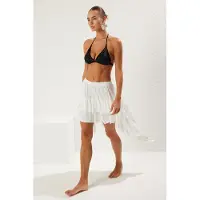 Trendyol TRENDYOLMİLLA Dames Ecru Effen Extra Kort / Super Mini Ruchezoom Asymmetrisch Rokken
