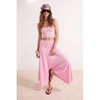 Trendyol TRENDYOLMİLLA Dames Roze Effen Maxi Rokken