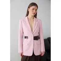 Trendyol TRENDYOLMİLLA Dames Roze Effen Lang Getailleerd Blazers