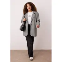 Trendyol Dames Bruin Geruit Lang Regular fit Grote maten Blazers